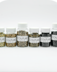 Couture Hair Co. Hair Extension Beads in colors light brown, blonde, dark blonde, light brown, brown, and black.