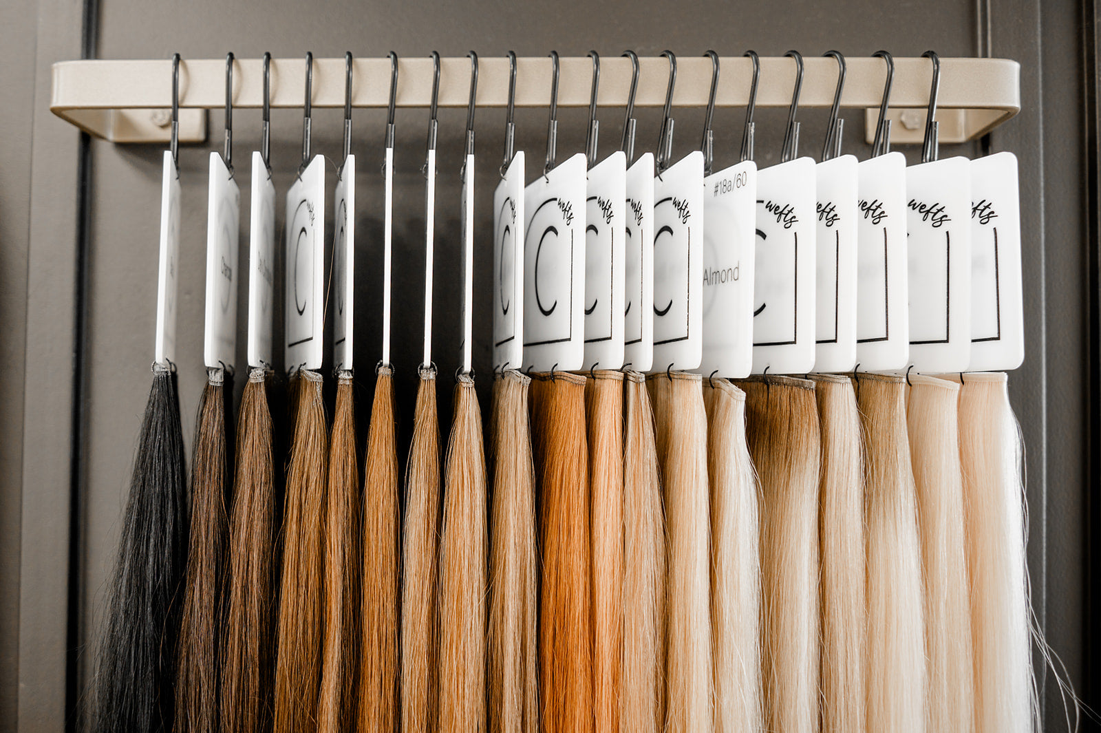 Couture Hair Co. Wefts color range from dark to light